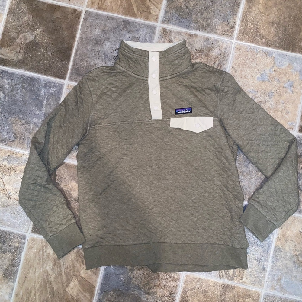 Patagonia Organic Cotton Quilt Snap-T Pullover Women's Size Medium Sage Khaki